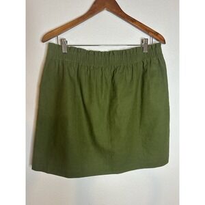 J Crew Hunter Green Lined Linen Blend Skirt - 12 NWT